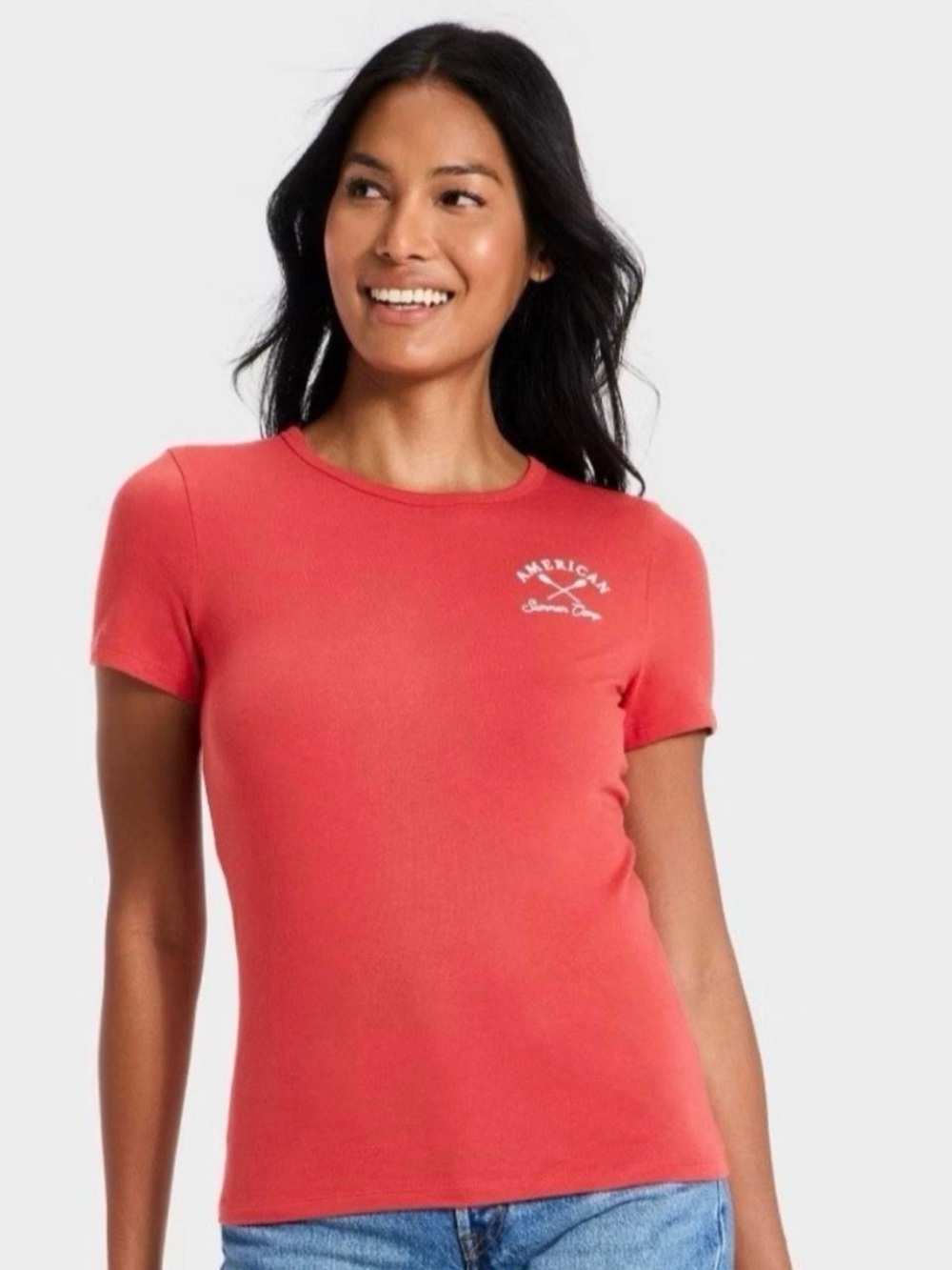 Universal Thread Short Sleeve Crewneck Tee in Coral